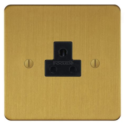 Focus Sb Ambassador Asb191b 1 Gang 2 Amp Unswitched Socket In Satin Brass With Black Inserts At