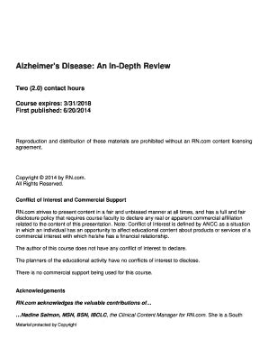 Fillable Online Alzheimer S Disease An In Depth Review Fax Email Print