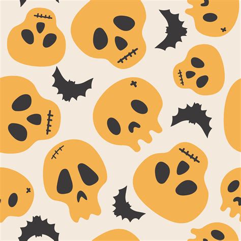 Happy Halloween cute vector seamless pattern skull. Creative childish ...