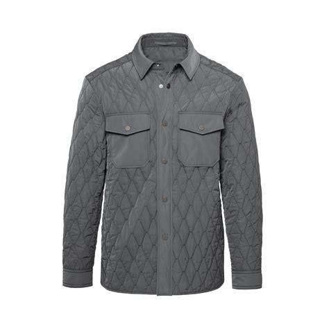 Grey Matte Polyester Quilted Shirt Jacket Jhilburn