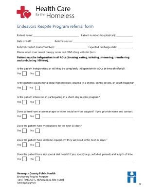 Fillable Online Best Practices In Medical Respite Care Service Delivery