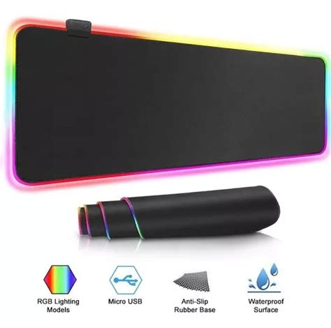 Mouse Pad Gamer Extra Grande Led Rgb 80x30 Cm Mousepad Preto