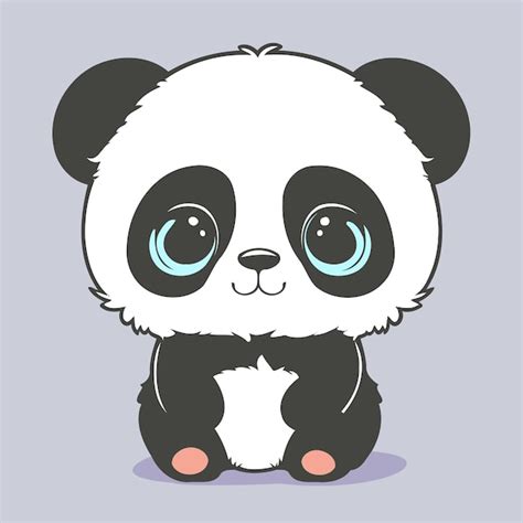 Lindo Panda De Dibujos Animados Sentado Carácter Vectorial Estilo