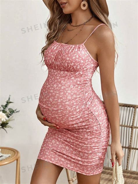 Shein Maternity Ditsy Floral Print Ruched Bust Cami Dress Shein Usa