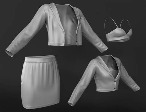 Dforce Crop Blazer Outfit Outfit For Genesis 9 Daz 3d