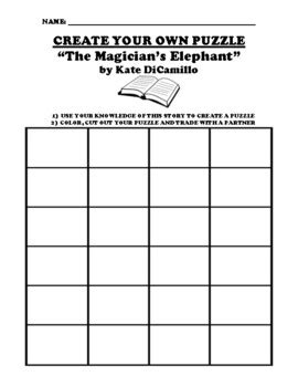 The Magicians Elephant By Kate DiCamillo PUZZLE UDL WORKSHEET