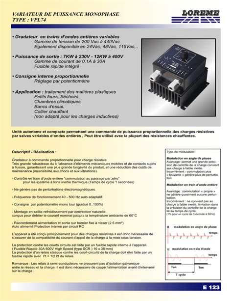 E Variateur De Puissance Monophase Type Vpl