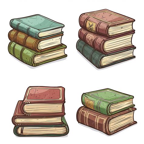 Books Vector Illustration Isolated On White Background Cartoon Style ...