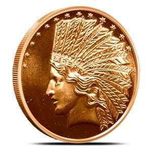 1 Oz Copper Indian Replica Round New SilverTowne Provident Metals