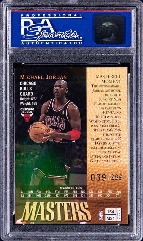 1997 Michael Jordan Topps Finest GOLD Refractor W Coating 039 289