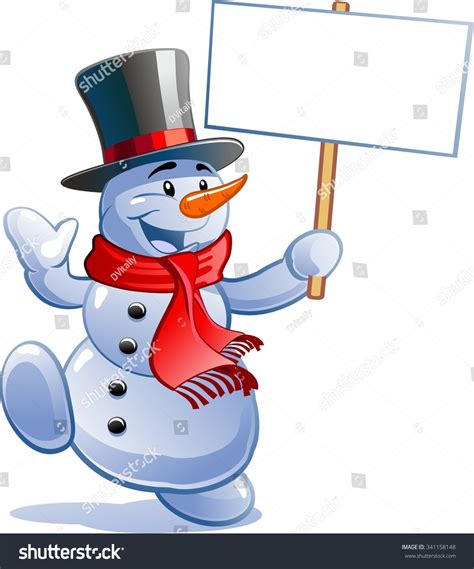 Snowman Holding Sign Clipart Png