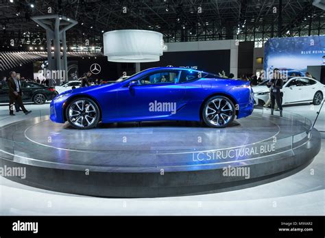 New York Usa 28th Mar 2018 Lexus Lc500 Lc Structural Blue Coupe On Display At 2018 New York