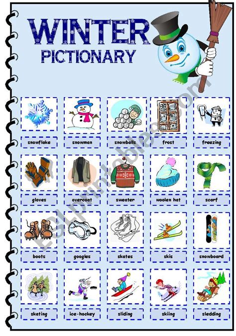 Winter Pictionary ESL Worksheet By Marta Marta