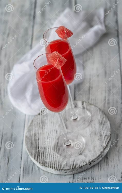 Glasses of Mimosa cocktail stock photo. Image of board - 136165168