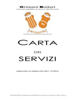 LA CARTA DEI SERVIZI Residenze Per Anziani La Carta Dei Servizi