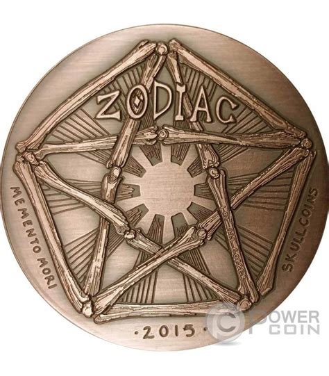 LIBRA Memento Mori Zodiac Skull Horoscope Copper Moneda 2015