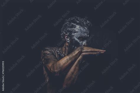 Naked Man Covered With Paint And Mud Skin Stock Photo Adobe Stock