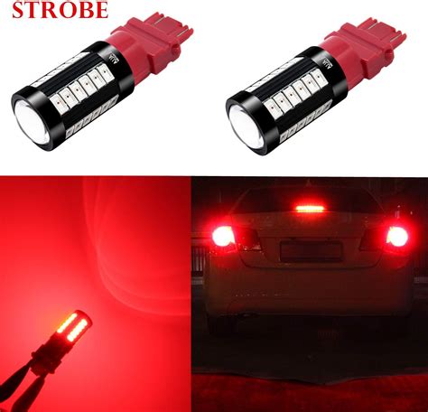 Alla Lighting 2800lm 3156 3157 Led Strobe Brake Lights Bulbs Pure Red Xtreme Super Bright T25