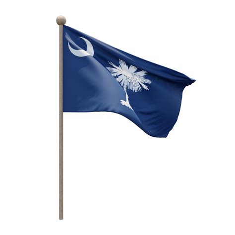 Free South Carolina 3d Illustration Flag On Pole Wood Flagpole
