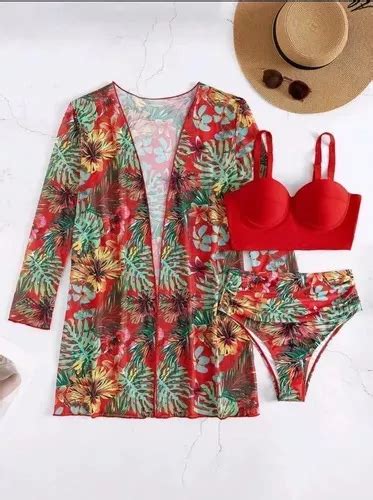 Traje De Baño Piezas Bikini Alto Mas Salida De Playa T Cuotas sin interés