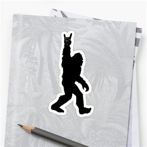 Funny Bigfoot Rock And Roll For Sasquatch Believers Sticker By Nbclark