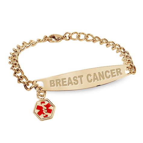 Stainless Steel Women S Breast Cancer Medical Id Bracelet Pg101335