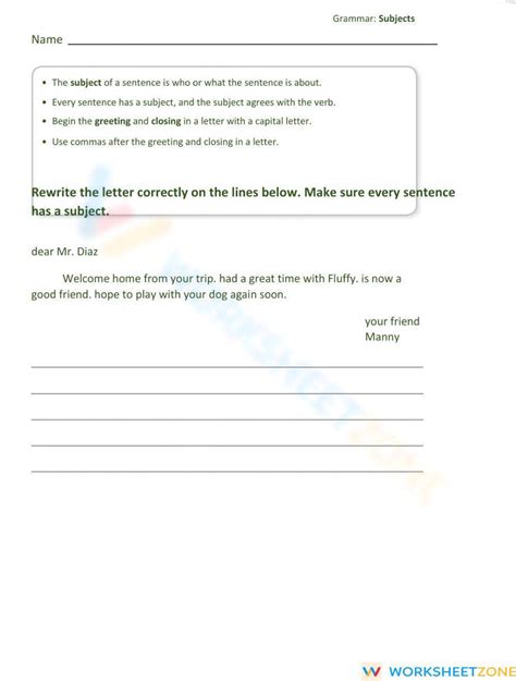 Friendly Letter Worksheet