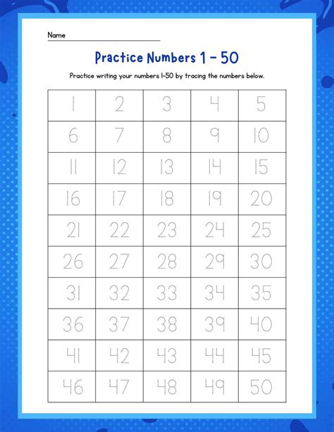 Printable Numbers 1 To 50 Worksheets - prntbl.concejomunicipaldechinu ...