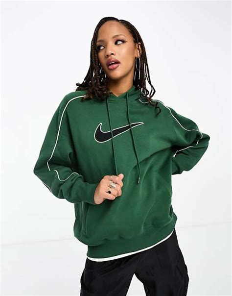 Nike Streetwear Oversized Fleece Hoodie In Dark Green Asos