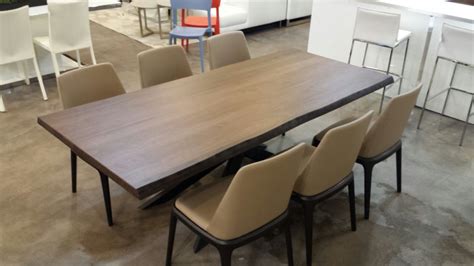 New In Showroom Solid Walnut Wood Dining Table And Dark Beige Dining