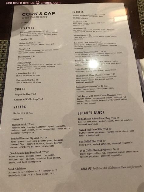 Online Menu Of Cork And Cap Restaurant Restaurant Lancaster