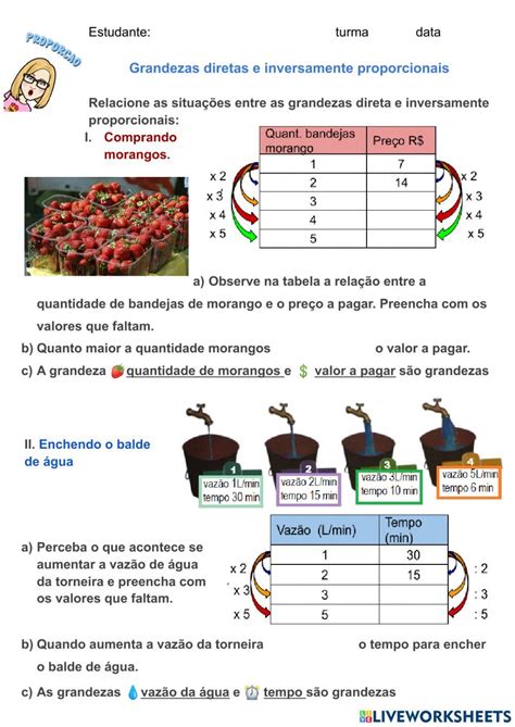 Direta E Inversamente Proporcional - Identificar grandezas direta e inversamente proporcionais