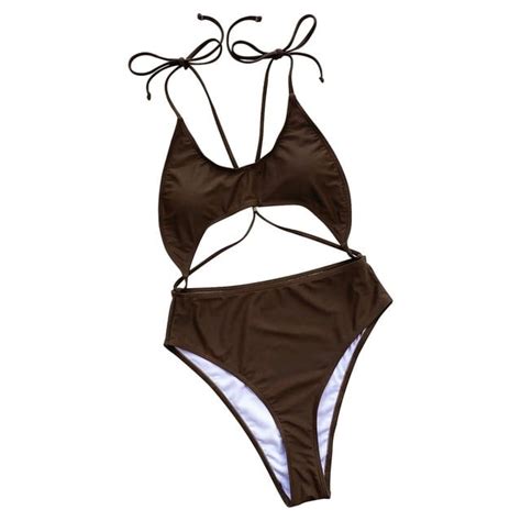 Qwzndzgr Push Up Swimwear Thong Solid Bikini Sexy Two Piece Swimsuit