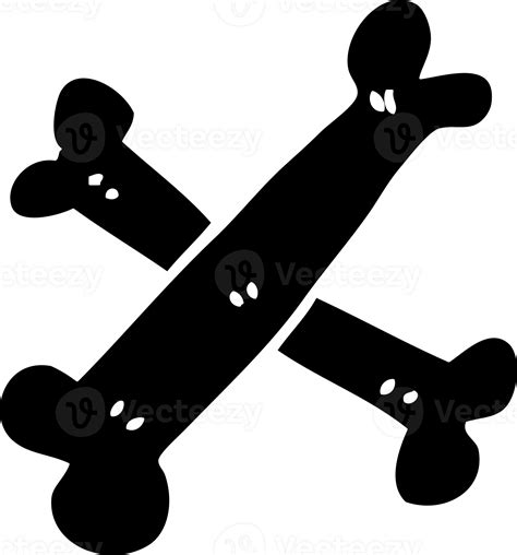 Line Drawing Cartoon Crossed Bones Solid Black Icon 41031870 Png