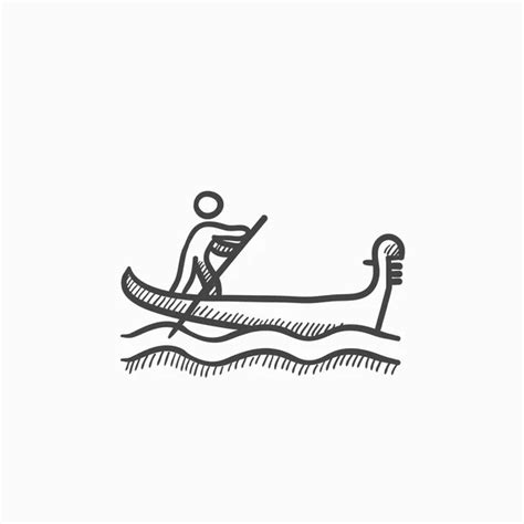 Sailor Rowing Boat Line Icon Stock Vector By Visualgeneration