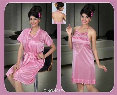 Online E Hot Sleep Wear Pc Nighty Over Coat Pink Babydoll Set