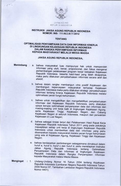 Pdf Instruksi Jaksa Agung Republik Indonesia Nomor Ins Aij