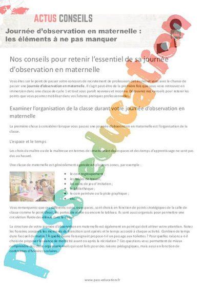 Journée dobservation en maternelle les éléments à ne pas manquer par