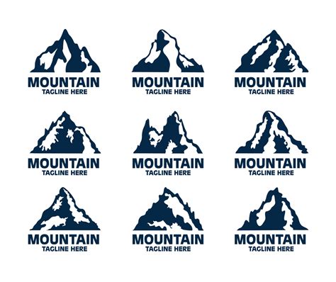 Set Of Mountain Logo Design Set Of Black White Mountains Abstract