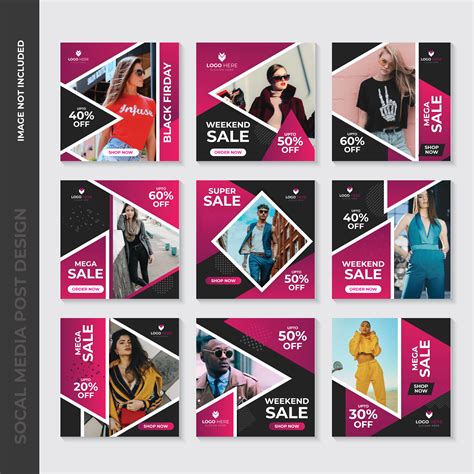 Pink Geometric Fashion Social Media Post Template Design 692081 Vector