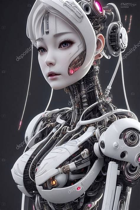 Robot D De Alta Tecnolog A Una Chica Cyborg Androide Cyberpunk Muy