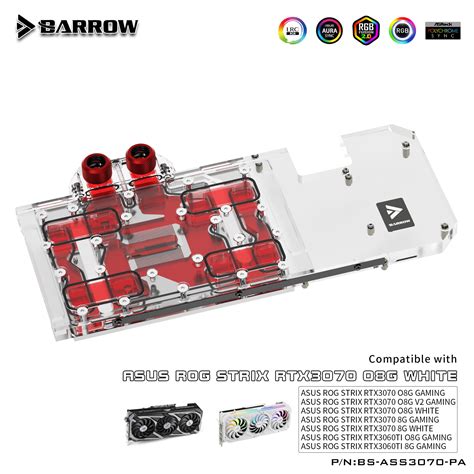 BARROW Bloque De Agua GPU Para ASUS ROG STRIX RTX 3070 3060 TI O8G