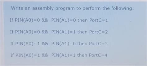 Write An Assembly Program To Perform The Following Chegg