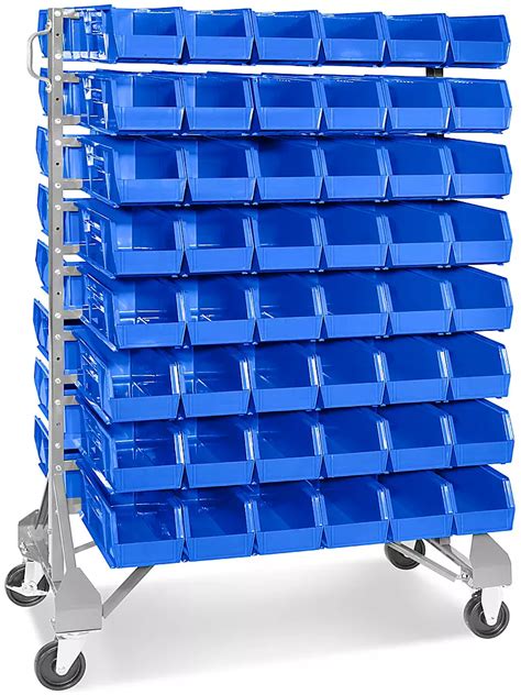 Standard Mobile Stackable Bin Organizer 15 X 5 1 2 X 5 Blue Bins H