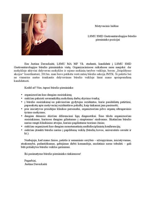 Motyvacinis Laiškas Justina Daveckaitė By Lsmu Smd Issuu