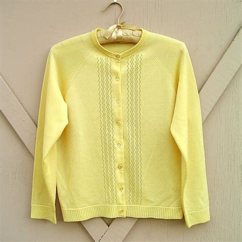 Vintage Lemon Yellow Cardigan Sweater By SkinnyandBernie On Etsy