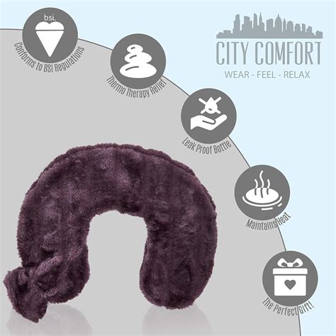 CityComfort Neck Hot Water Bottle With Removable Fleece Cover Purple Wrap Around Hot Water
