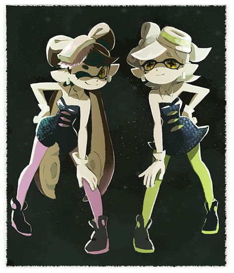 Safebooru 2girls Ankle Boots Aori Splatoon Black Background