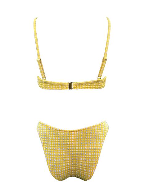 YELLOW PLAID RUFFLED BIKINI Emma Swimwear