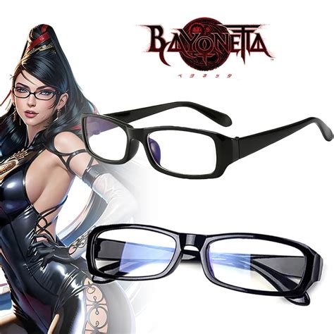 Game Bayonetta Cosplay Glasses Black Eyeglass Frame Retro Protection Eye Flat Mirror Eyewear